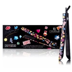 ROYALE Genius EMOJI  1.25" CERAMIC PLATE FLAT IRON HAIR STRAIGHTENER SEALED NIB